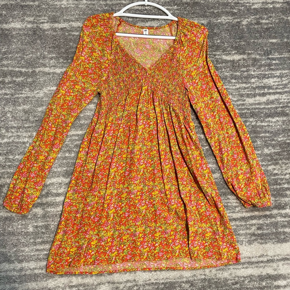 BP Long Sleeve Floral Print Dress